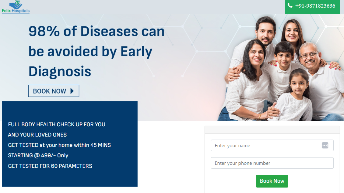 Case Study: High-Converting Landing Page for Felix Hospital's Health Package Campaign